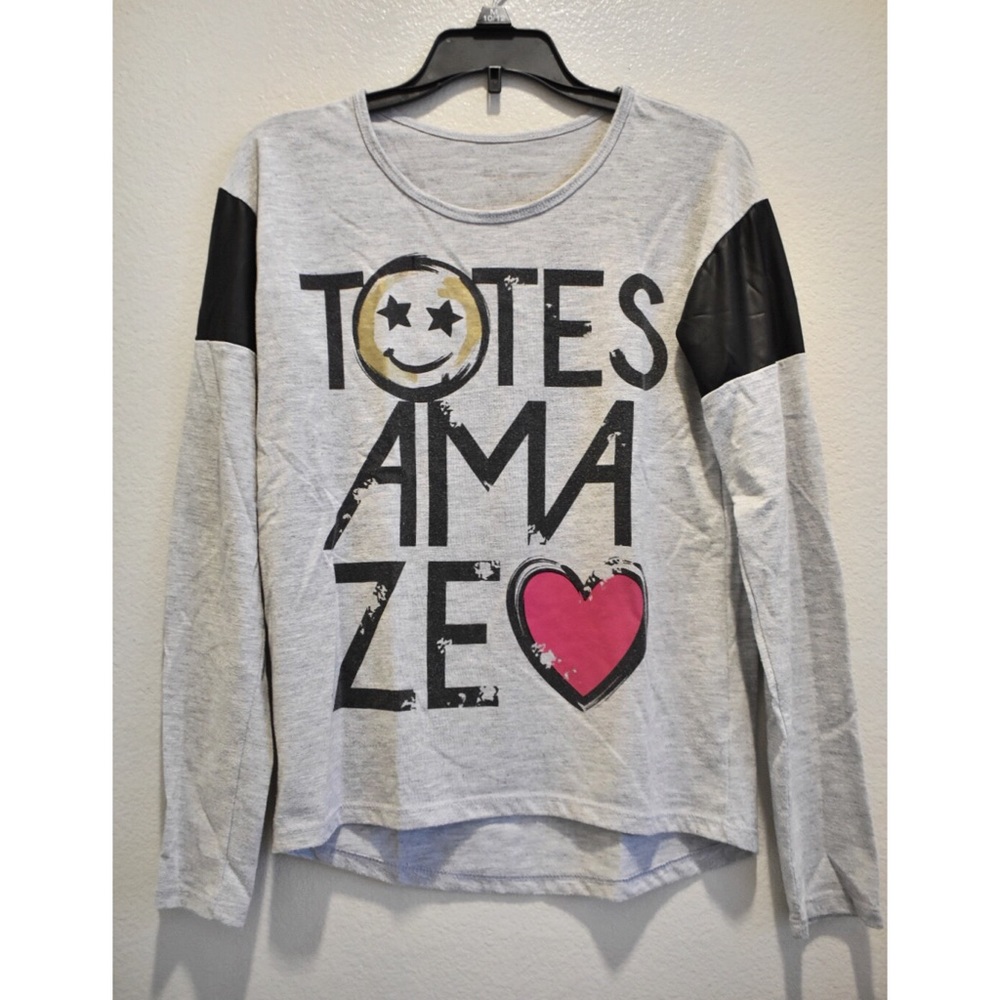 Totes Amaze Girls Gray & Black Long Sleeve Top